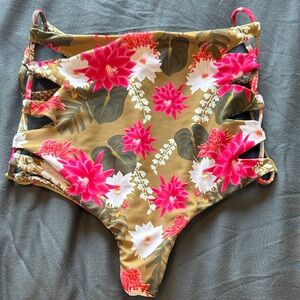 Acacia Swimwear Tan and Pink Bikini Bottom